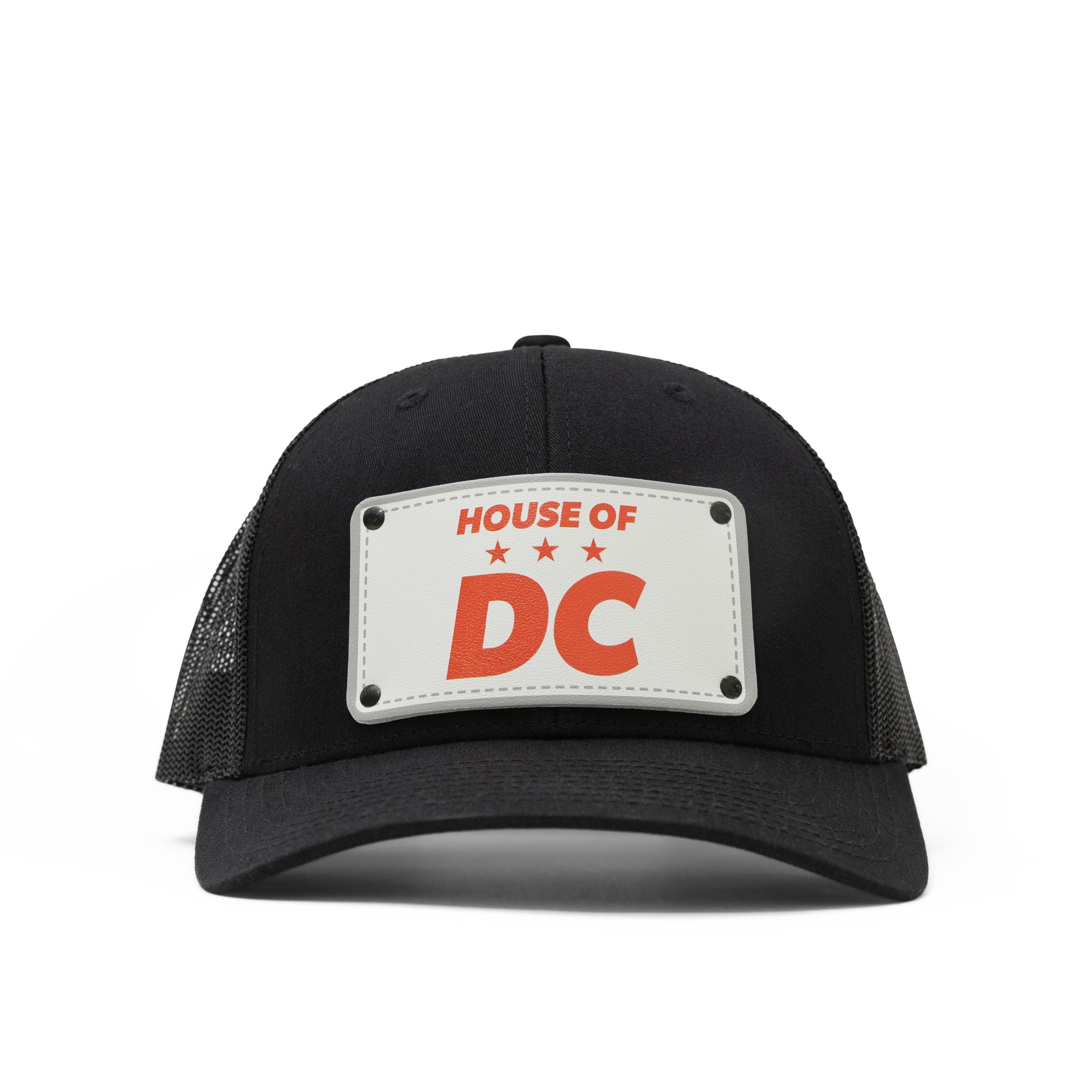 House of DC Black Mesh Trucker Cap - front
